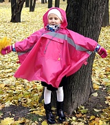 Плащ дождевик детский с ушками розовый  на рост 98-110 см.  Артикул 8458